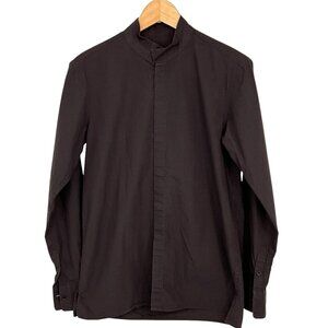 Lad Musician Flowers 03 Shirt EUR Size 42 Brown Long Sleeve Stand Up Collar